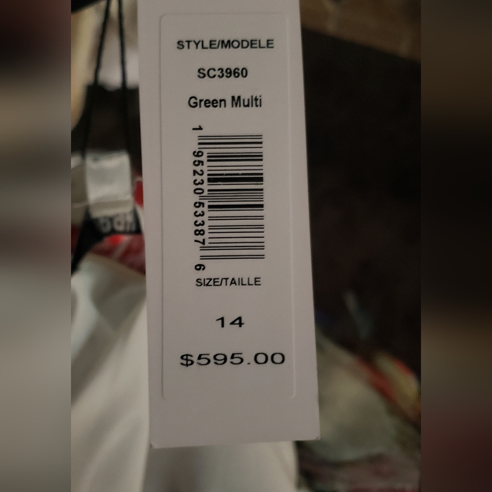 BADGLEY MISCHKA Green Multi Fringe Sequin Floral One Shoulder Dress - Picture 11 of 17